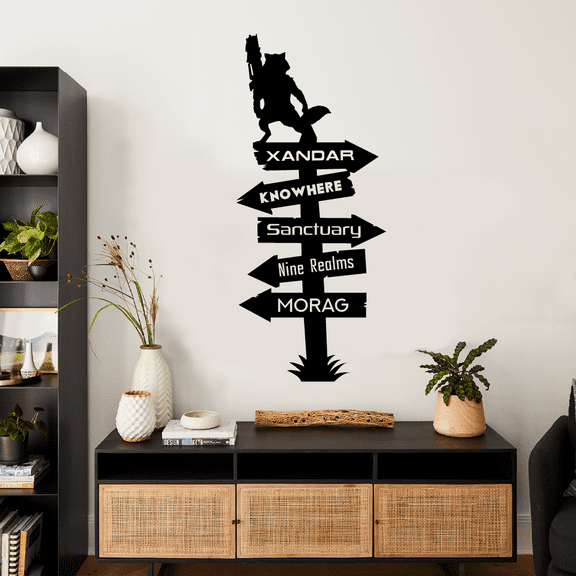 Marvel Pathway Rocket Silhouette Xandar Knowhere Morag Nine Realms Signage Wall Sticker Art Decal for Girls Boys Room Bedroom Nursery Kindergarten House Home Decor Vinyl Decoration Size (10x4 inch)