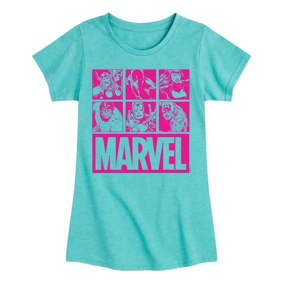 Marvel - Pink Character Valentine Characters - Girls Fitted Short Sleeve Graphic T-Shirt