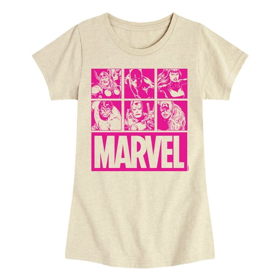 Marvel - Pink Character Valentine Characters - Girls Fitted Short Sleeve Graphic T-Shirt