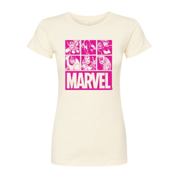 Marvel - Pink Character Valentine Characters - Juniors Fitted Graphic T-Shirt