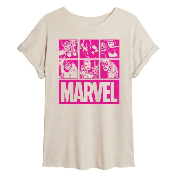 Marvel - Pink Character Valentine Characters - Women's Oversized Graphic T-Shirt