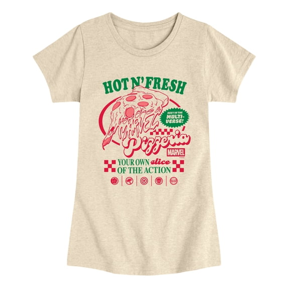 Marvel - Pizzeria - Youth Girls Fitted Short Sleeve T-Shirt