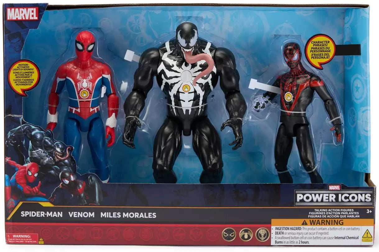 Marvel Power Icons Spider-Man, Venom & Miles Morales Talking