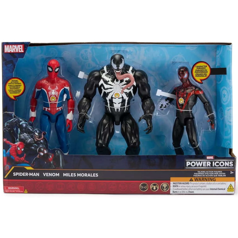 マーベル フィギュア セット Marvel Power Icons Spider-Man, Venom & Miles Morales Talking