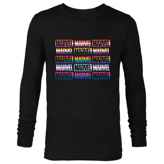 Marvel Pride Flag Logo Colors of the Rainbow - Long Sleeve T-Shirt for Men - Customized-Black