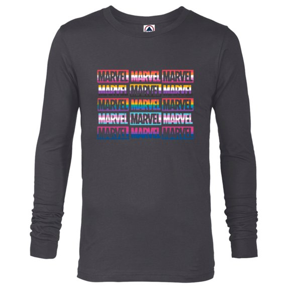 Marvel Pride Flag Logo Colors of the Rainbow - Long Sleeve T-Shirt for Men - Customized-Charcoal Heather