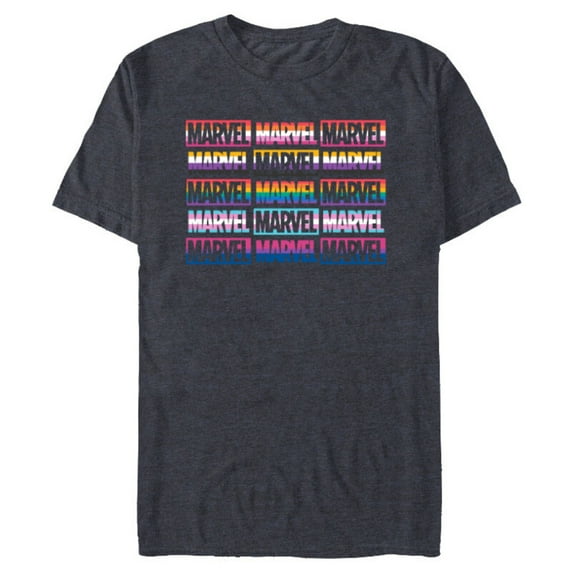 Marvel Pride Flag Logo Colors of the Rainbow - Short Sleeve Blended T-Shirt for Adults - Customized-Navy Heather
