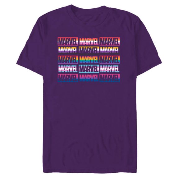 Marvel Pride Flag Logo Colors of the Rainbow - Short Sleeve Blended T-Shirt for Adults - Customized-Purple
