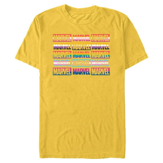 Marvel Pride Flag Logo Colors of the Rainbow - Short Sleeve Blended T-Shirt for Adults - Customized-Yellow