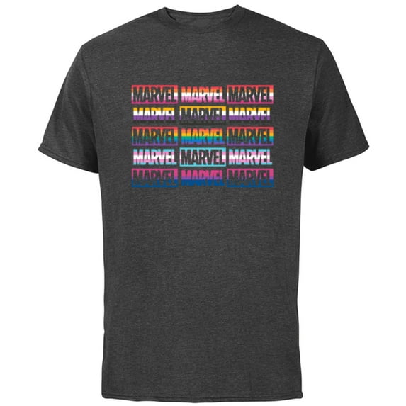 Marvel Pride Flag Logo Colors of the Rainbow - Short Sleeve Cotton T-Shirt for Adults - Customized-Charcoal