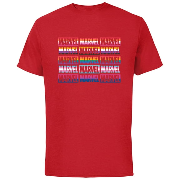 Marvel Pride Flag Logo Colors of the Rainbow - Short Sleeve Cotton T-Shirt for Adults - Customized-Red