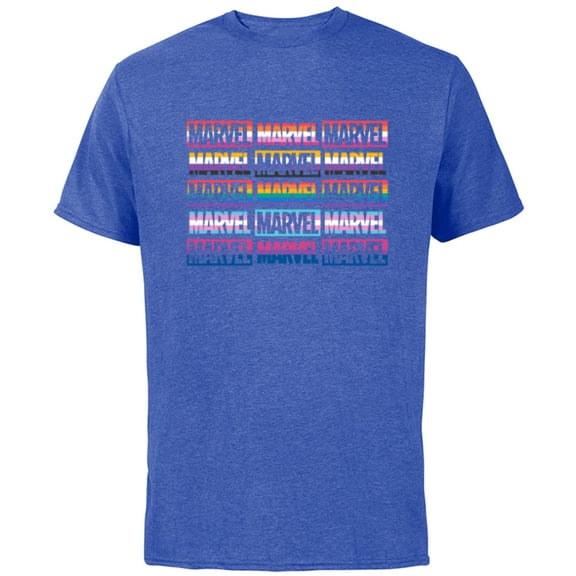 Marvel Pride Flag Logo Colors of the Rainbow - Short Sleeve Cotton T-Shirt for Adults - Customized-Royal Heather