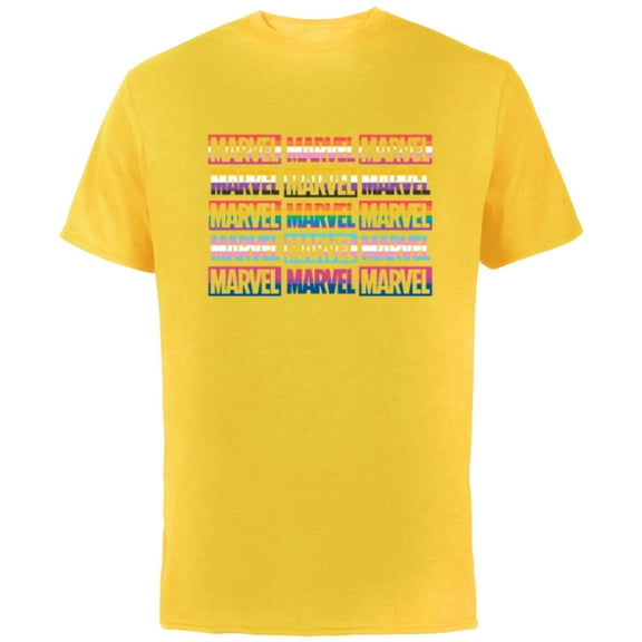 Marvel Pride Flag Logo Colors of the Rainbow - Short Sleeve Cotton T-Shirt for Adults - Customized-Yellow