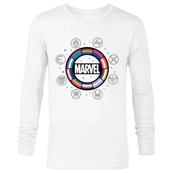 Marvel Pride Flag Rainbow Circle Logo Proud Heroes Symbols - Long Sleeve T-Shirt for Men - Customized-White