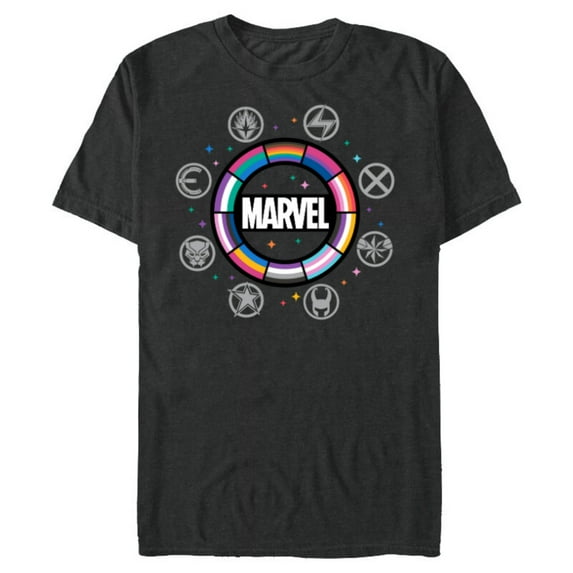 Marvel Pride Flag Rainbow Circle Logo Proud Heroes Symbols - Short Sleeve Blended T-Shirt for Adults - Customized-Dark Heather