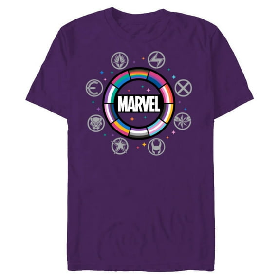 Marvel Pride Flag Rainbow Circle Logo Proud Heroes Symbols - Short Sleeve Blended T-Shirt for Adults - Customized-Purple