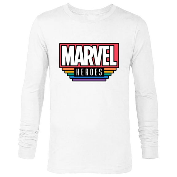 Marvel Pride Flag Rainbow Marvel Heroes Logo Retro Rectangle - Long Sleeve T-Shirt for Men - Customized-White