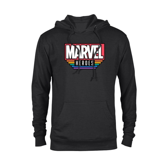 Marvel Pride Flag Rainbow Marvel Heroes Logo Retro Rectangle - Pullover Hoodie for Adults - Customized-Black