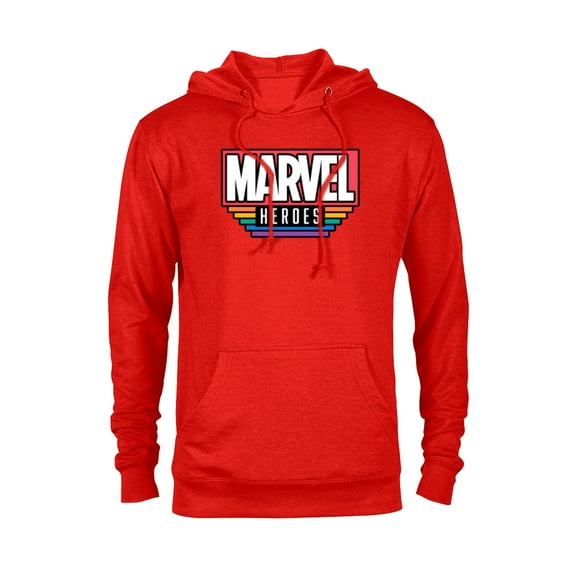 Marvel Pride Flag Rainbow Marvel Heroes Logo Retro Rectangle - Pullover Hoodie for Adults - Customized-Red