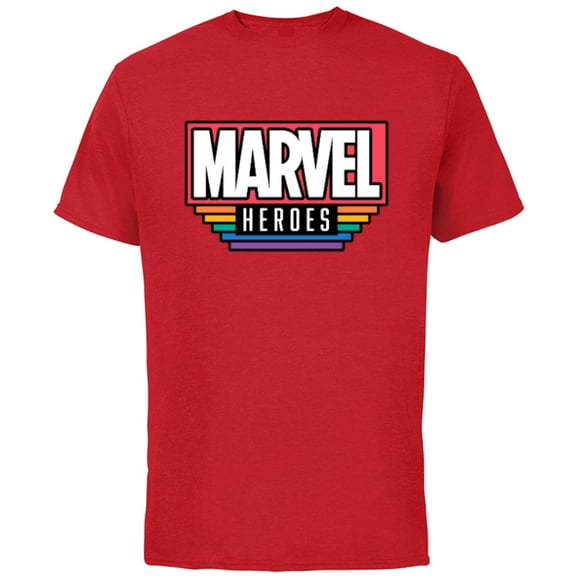 Marvel Pride Flag Rainbow Marvel Heroes Logo Retro Rectangle - Short Sleeve Cotton T-Shirt for Adults - Customized-Red