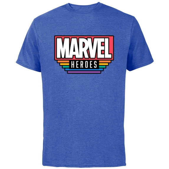 Marvel Pride Flag Rainbow Marvel Heroes Logo Retro Rectangle - Short Sleeve Cotton T-Shirt for Adults - Customized-Royal Heather