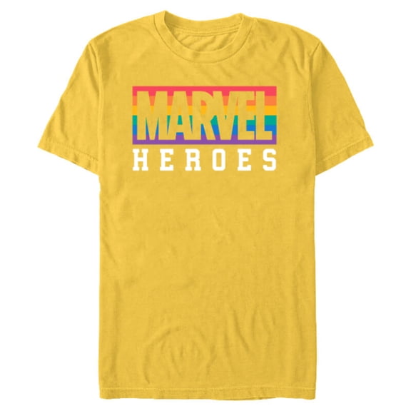 Marvel Pride Flag Rainbow Marvel Heroes Logo - Short Sleeve Blended T-Shirt for Adults - Customized-Yellow