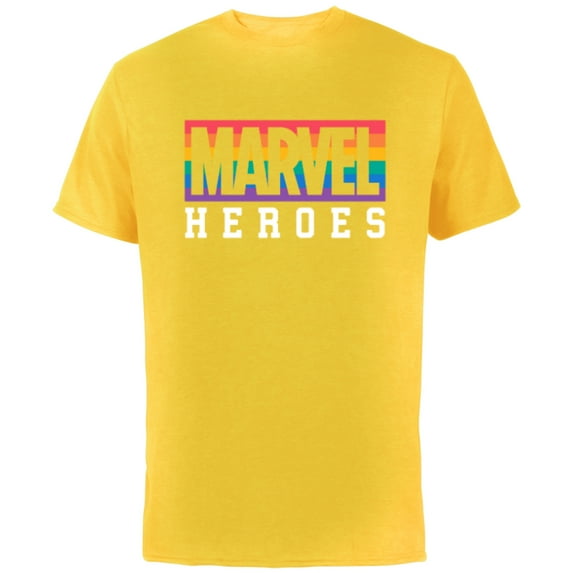 Marvel Pride Flag Rainbow Marvel Heroes Logo - Short Sleeve Cotton T-Shirt for Adults - Customized-Yellow