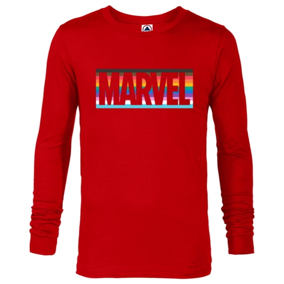 Marvel Pride Inclusive Rainbow Colors Logo - Long Sleeve T-Shirt for Men - Customized-New Red