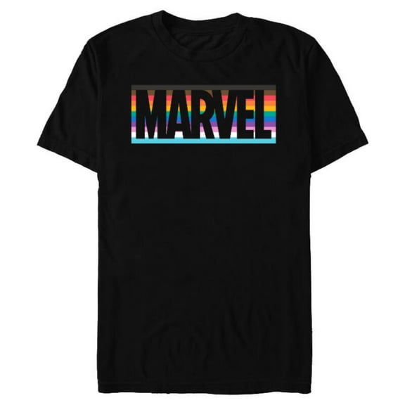 Marvel Pride Inclusive Rainbow Colors Logo - Short Sleeve Blended T-Shirt for Adults - Customized-Black