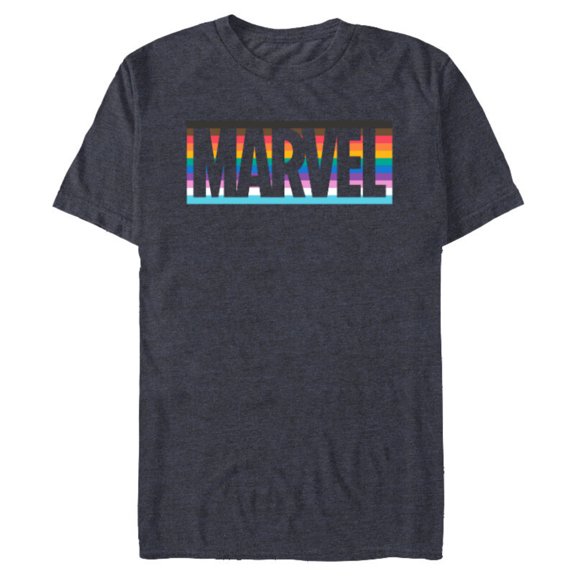 Marvel Pride Inclusive Rainbow Colors Logo - Short Sleeve Blended T-Shirt for Adults - Customized-Navy Heather