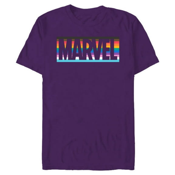 Marvel Pride Inclusive Rainbow Colors Logo - Short Sleeve Blended T-Shirt for Adults - Customized-Purple