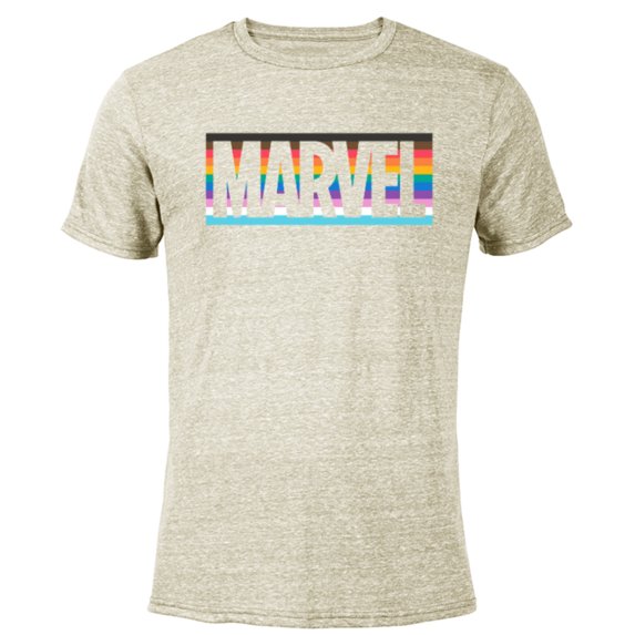 Marvel Pride Inclusive Rainbow Colors Logo - Short Sleeve Blended T-Shirt for Adults - Customized-Yellow