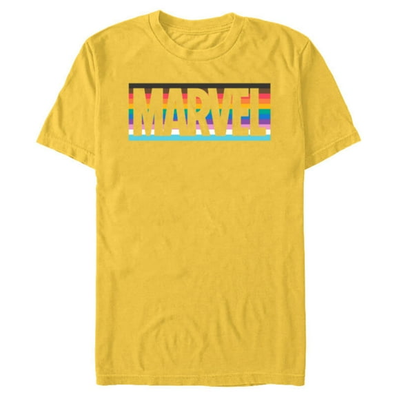 Marvel Pride Inclusive Rainbow Colors Logo - Short Sleeve Blended T-Shirt for Adults - Customized-Yellow