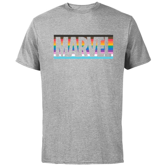 Marvel Pride Inclusive Rainbow Colors Logo - Short Sleeve Cotton T-Shirt for Adults - Customized-Athletic Heather