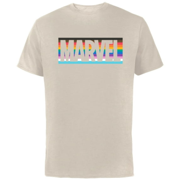 Marvel Pride Inclusive Rainbow Colors Logo - Short Sleeve Cotton T-Shirt for Adults - Customized-Natural