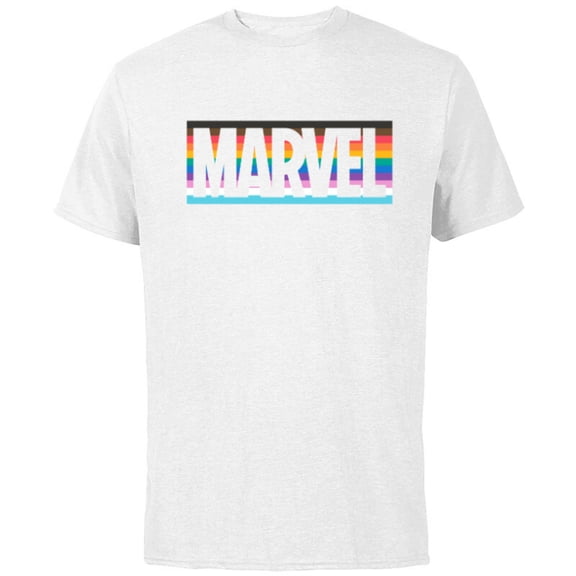 Marvel Pride Inclusive Rainbow Colors Logo - Short Sleeve Cotton T-Shirt for Adults - Customized-White