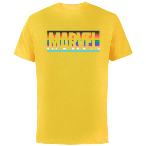 Marvel Pride Inclusive Rainbow Colors Logo - Short Sleeve Cotton T-Shirt for Adults - Customized-Yellow