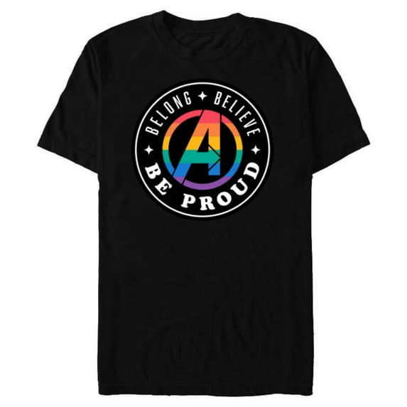 Marvel Pride Rainbow Avengers Logo Belong Believe Be Proud - Short Sleeve Blended T-Shirt for Adults - Customized-Black