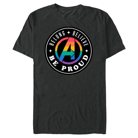 Marvel Pride Rainbow Avengers Logo Belong Believe Be Proud - Short Sleeve Blended T-Shirt for Adults - Customized-Dark Heather