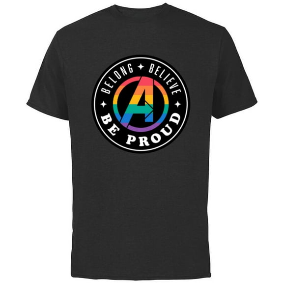 Marvel Pride Rainbow Avengers Logo Belong Believe Be Proud - Short Sleeve Cotton T-Shirt for Adults - Customized-Black