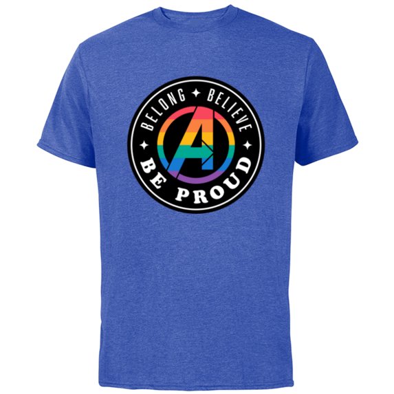 Marvel Pride Rainbow Avengers Logo Belong Believe Be Proud - Short Sleeve Cotton T-Shirt for Adults - Customized-Royal Heather