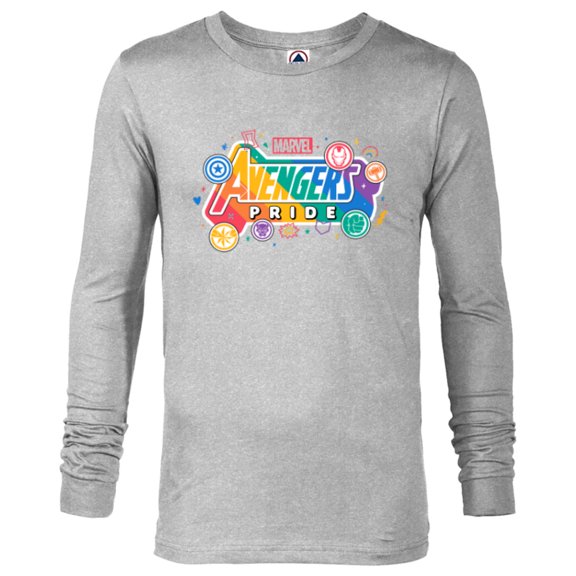 Marvel Pride Rainbow Avengers Pride Hero Icons & Doodles- Long Sleeve T-Shirt for Men - Customized-Athletic Heather