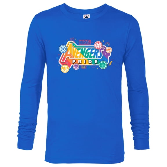 Marvel Pride Rainbow Avengers Pride Hero Icons & Doodles- Long Sleeve T-Shirt for Men - Customized-Navy