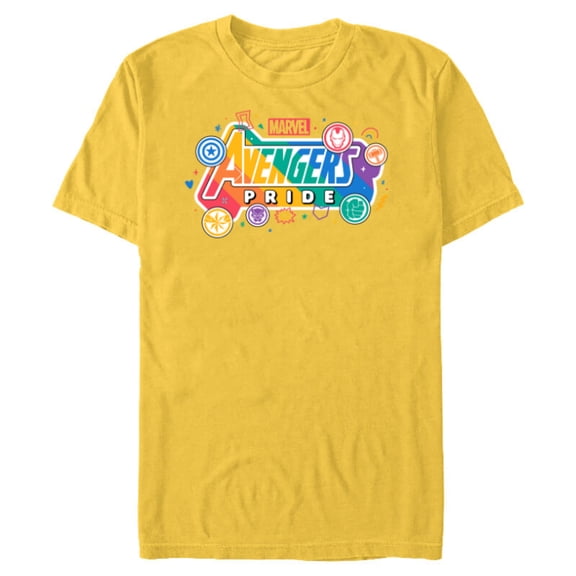 Marvel Pride Rainbow Avengers Pride Hero Icons & Doodles- Short Sleeve Blended T-Shirt for Adults - Customized-Yellow