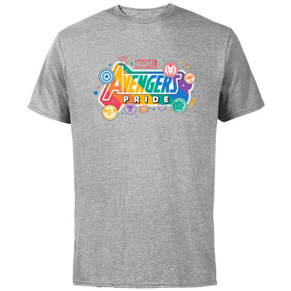 Marvel Pride Rainbow Avengers Pride Hero Icons & Doodles- Short Sleeve Cotton T-Shirt for Adults - Customized-Athletic Heather