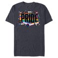 thumbnail image 1 of Marvel Pride Rainbow Flags Proud Heroes Stickers Est. ‘39 - Short Sleeve Blended T-Shirt for Adults - Customized-Navy Heather, 1 of 5