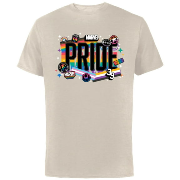 Marvel Pride Rainbow Flags Proud Heroes Stickers Est. ‘39 - Short Sleeve Cotton T-Shirt for Adults - Customized-Natural