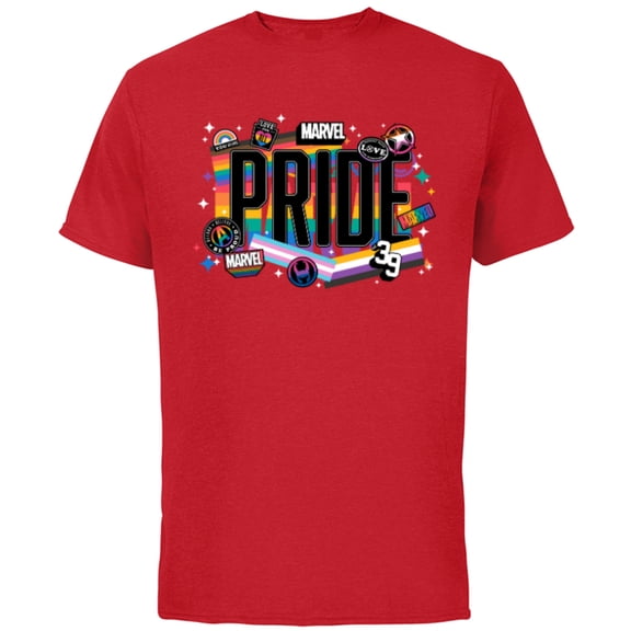 Marvel Pride Rainbow Flags Proud Heroes Stickers Est. ‘39 - Short Sleeve Cotton T-Shirt for Adults - Customized-Red