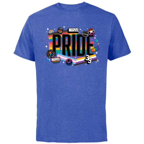 Marvel Pride Rainbow Flags Proud Heroes Stickers Est. ‘39 - Short Sleeve Cotton T-Shirt for Adults - Customized-Royal Heather