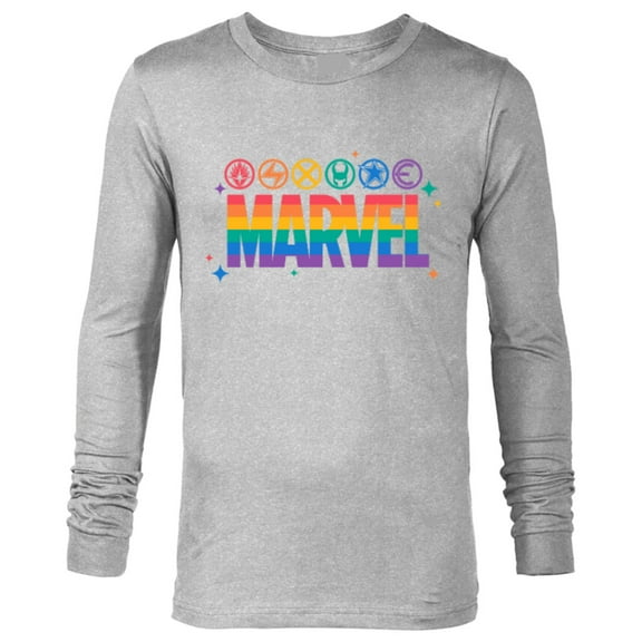 Marvel Pride Rainbow Logo Proud Heroes Symbols - Long Sleeve T-Shirt for Men - Customized-Athletic Heather